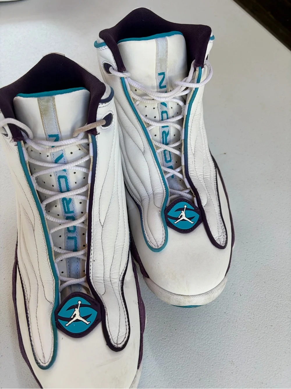 Jordan Men's White Teal and Black Basketball Sneakers